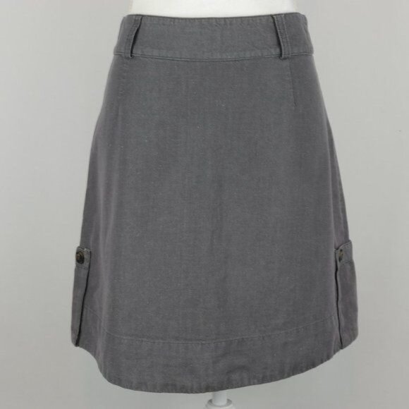 Merrell Women's Size 2 Gray Linen Blend Woven Cargo A-Line Mini Skirt - Picture 3 of 8